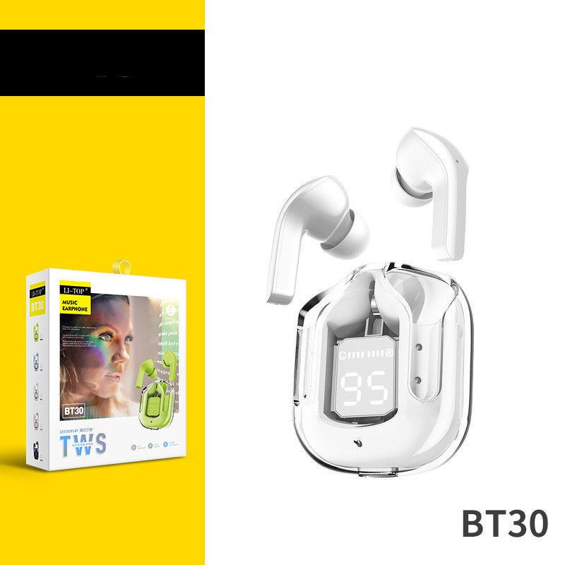 Новая мини прозрачная беспроводная Bluetooth-гарнитура с цифровым дисплеем ENC шумоподавлением True Wireless Sports Music