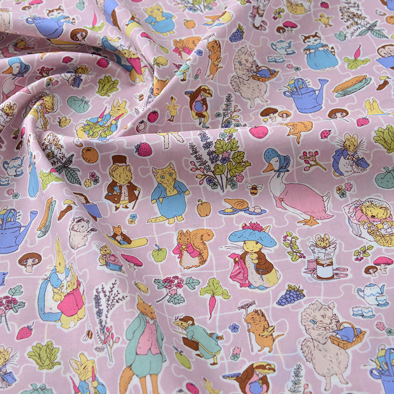 Summer Rabbit Illustration Cotton Fabric Cotton