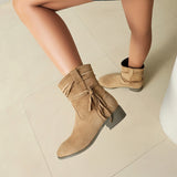 Short Boots Round Toe Foreign Trade Suede Tassel Women's Shoes