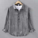 Casual Crinkled Linen Pullover Shirt