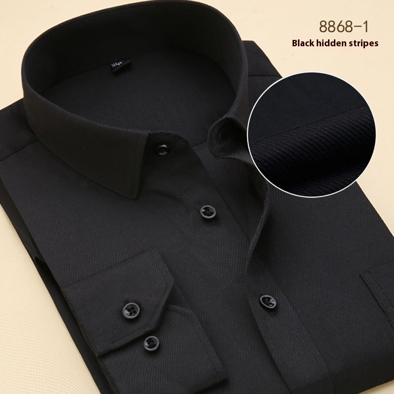 Men's Black Shirt Long Sleeve Shirt Business Slim Fit
