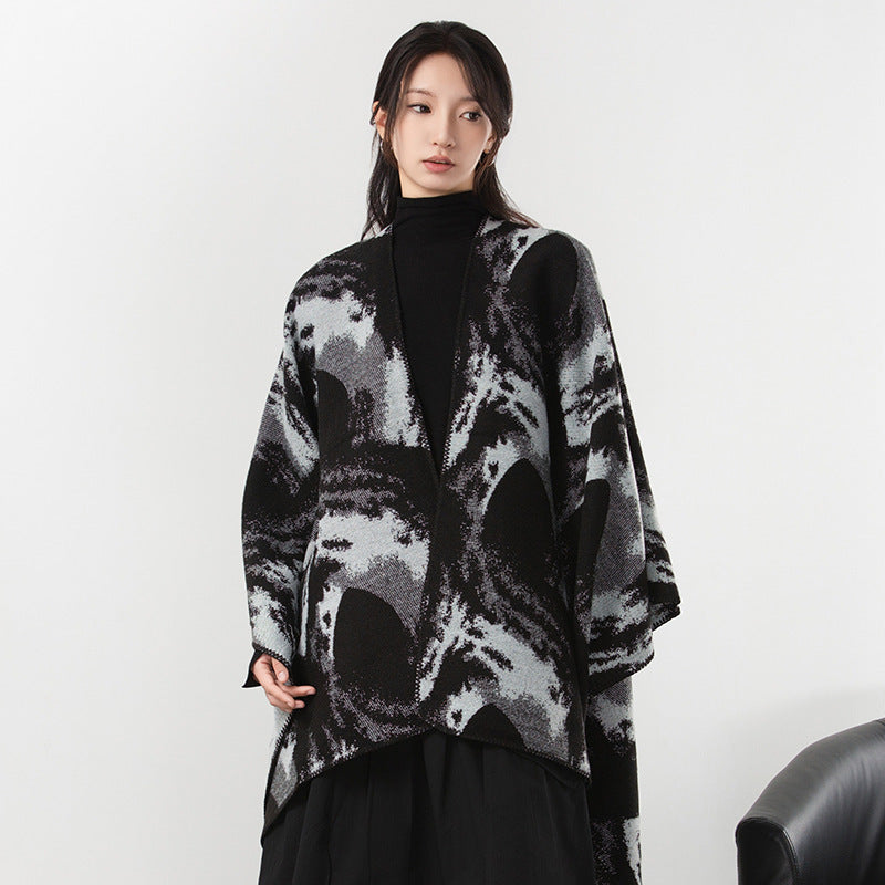 Simple dark cashmere coat, warm