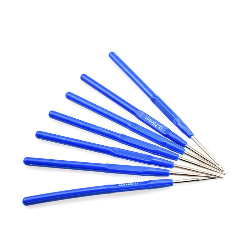 Knitting Tool Set Blue Plastic Handle Crochet