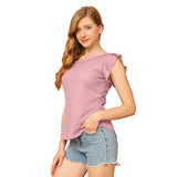 Fashion Summer Round Neck Ruffled Sweet Style Short Sleeve