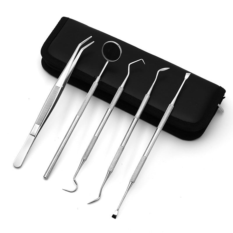 Stainless Steel Dental Tools Suit Oral Mirror 5-piece Set Tooth Care Cleaning