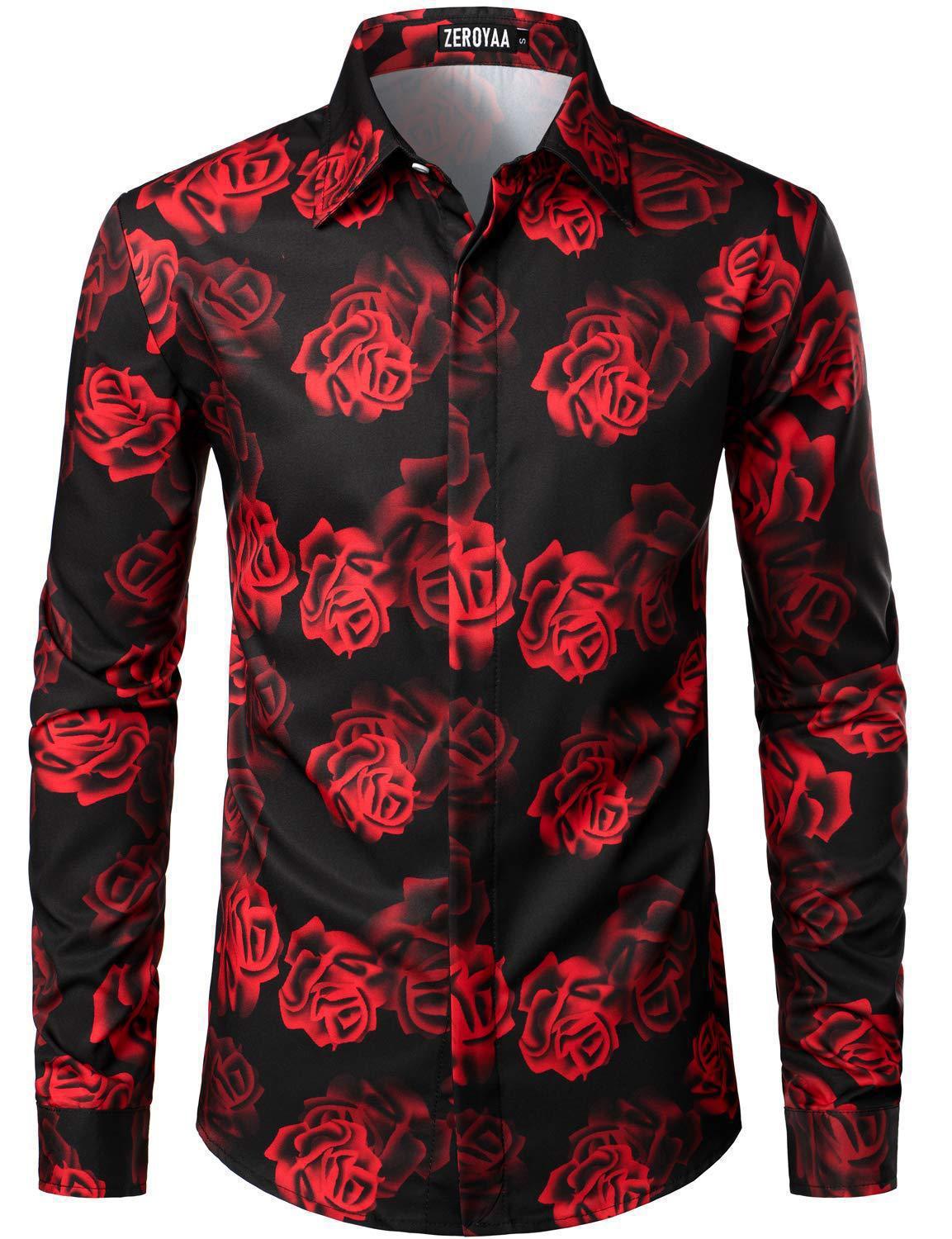 Модная мужская длинная рубашка с принтом 3D-розы