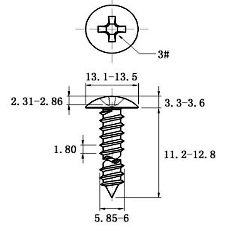 Stainless Steel Cross Big Head Self-tapping Screw Mushroom-shaped Haircut Round Head
