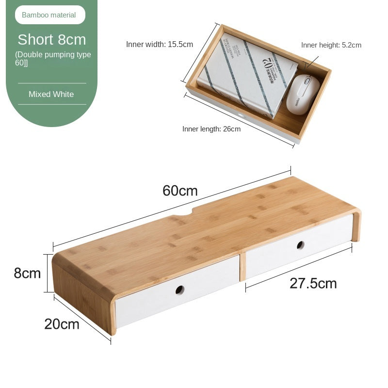 Nan Bamboo Computer Monitor Booster Organizer