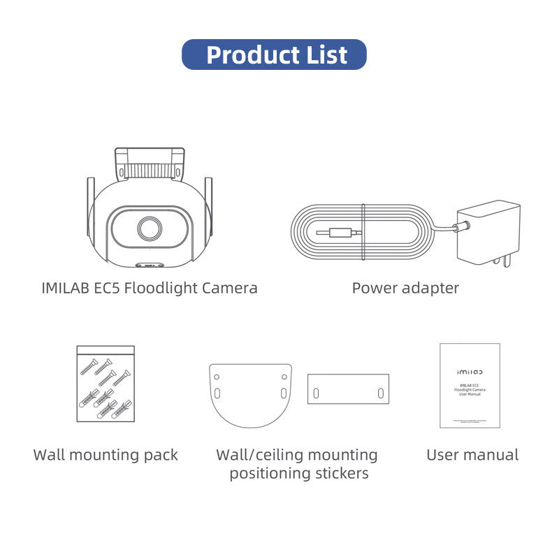 IMILAB - Маҷмӯаи системаи амнияти Smart Wifi EC5 назорати видеоии беруна Mihome App Камераи бесими IP проектор 2Kc 