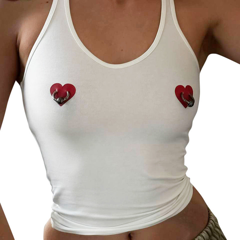 Women's Simple Loose Sleeveless Heart Printing Vest