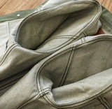 Vulcanized Green Mashed Denim Retro Workwear Pure Cotton Coat For Men