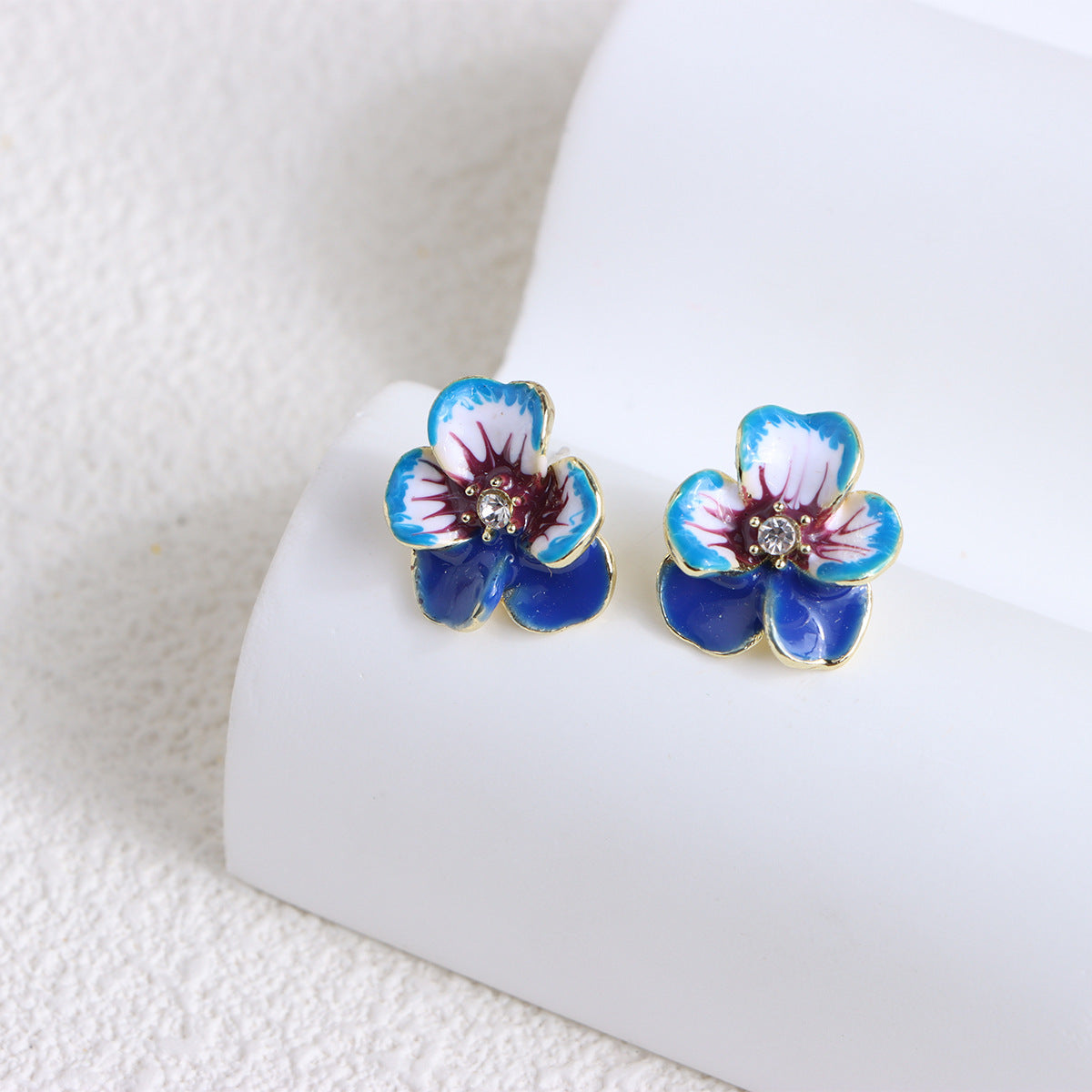 925 Silver Needle Drop Oil Pearl Flower Earrings
