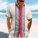 Printed Button Down Short Sleeve Shirts For Men