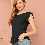 Fashion Summer Round Neck Ruffled Sweet Style Short Sleeve