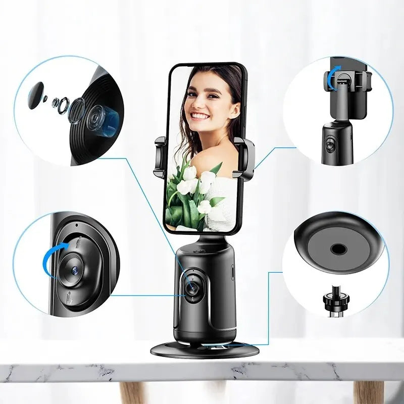 360 пайгирии автоматии чеҳра Gimbal AI Smart Gimbal пайгирии чеҳра Дорандаи телефони худкор барои смартфони видео Vlog стабилизатори зинда