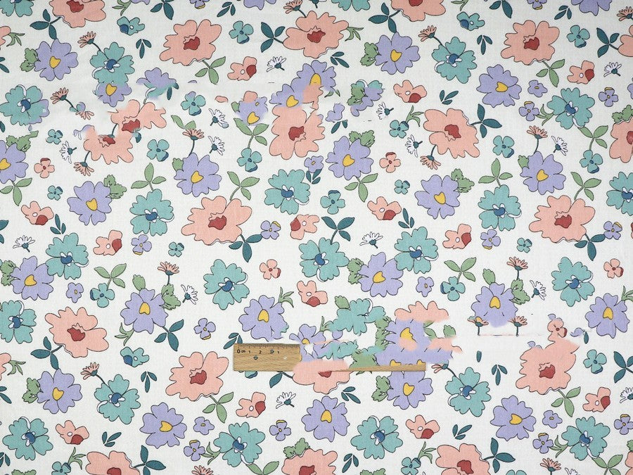 Plant Flowers Small Clear Floral Cotton Fabric