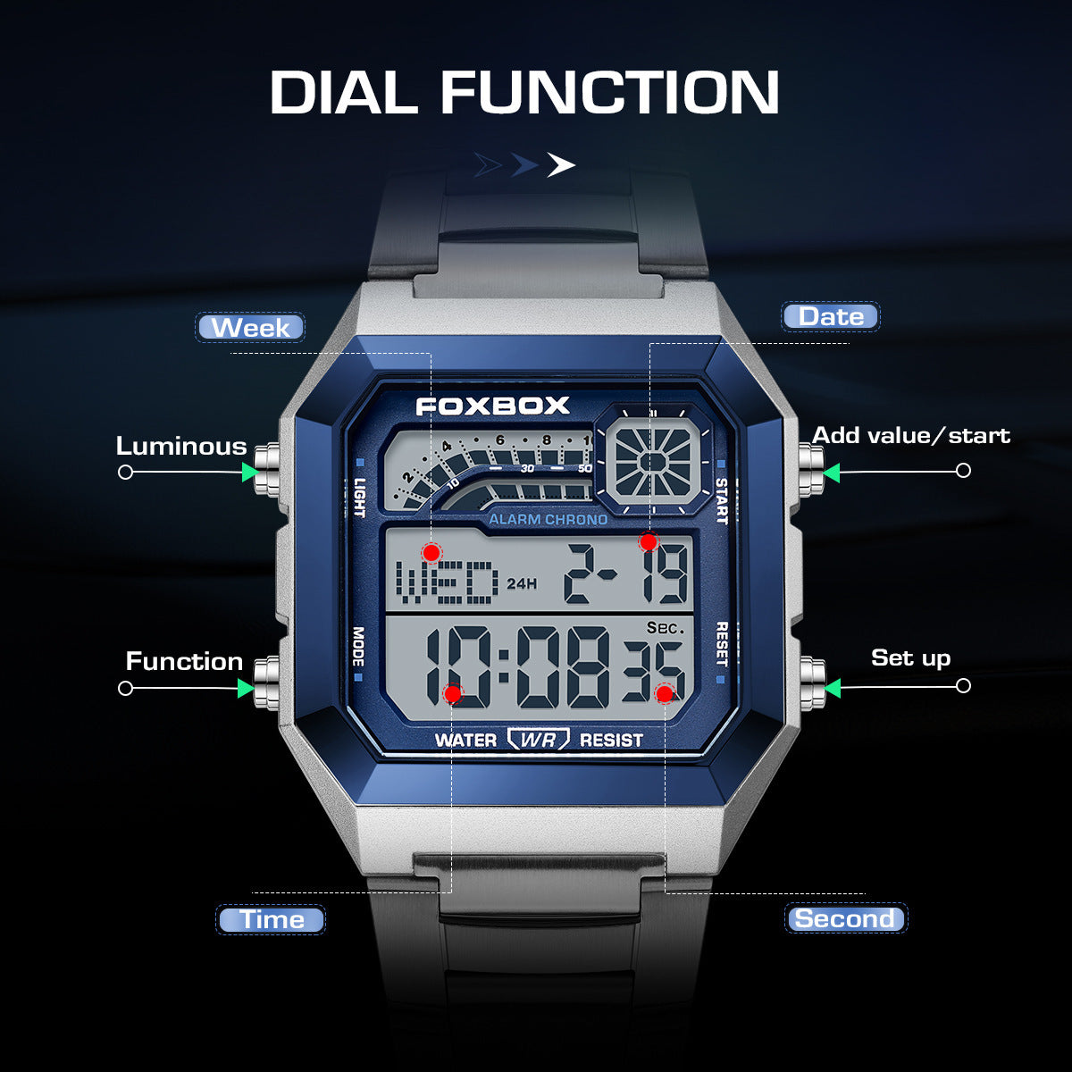 New Square Electronic Sports Outdoor Waterproof Watch For Men And Women