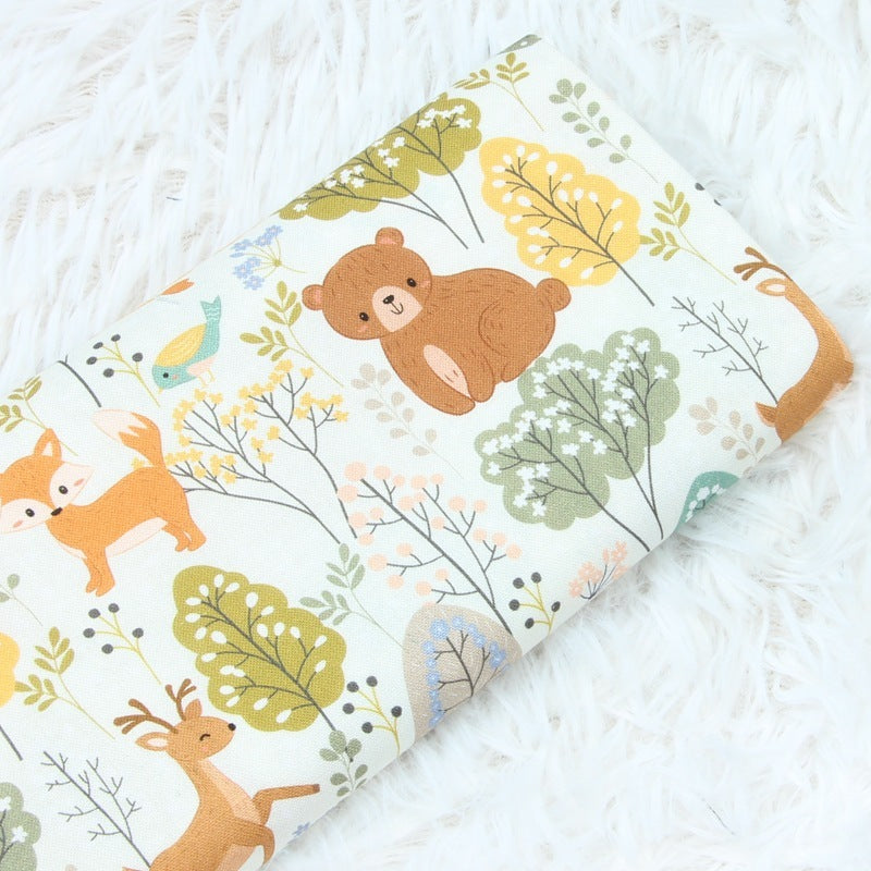 Nordic Style Small Animal Print Handmade DIY Clothing Dress Fabric Pure Cotton