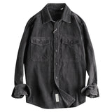 Рубашка вельветовая хлопковая с длинными рукавами для мужчин в стиле ретро