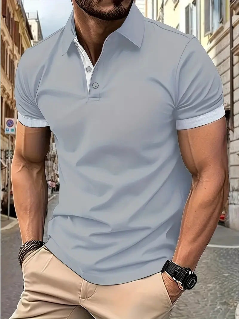 3D сахти ранги остин кӯтоҳ Notch Lapel Polo ҷомаи Casual фуҷур мардон