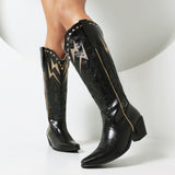 Lightning Embroidery Knee-high Boots Women