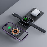3 IN 1 Истгоҳи пуркунандаи бесими магнитӣ барои IPhone пуркунандаи шаффофи зуд барои IWatch ва Airpods