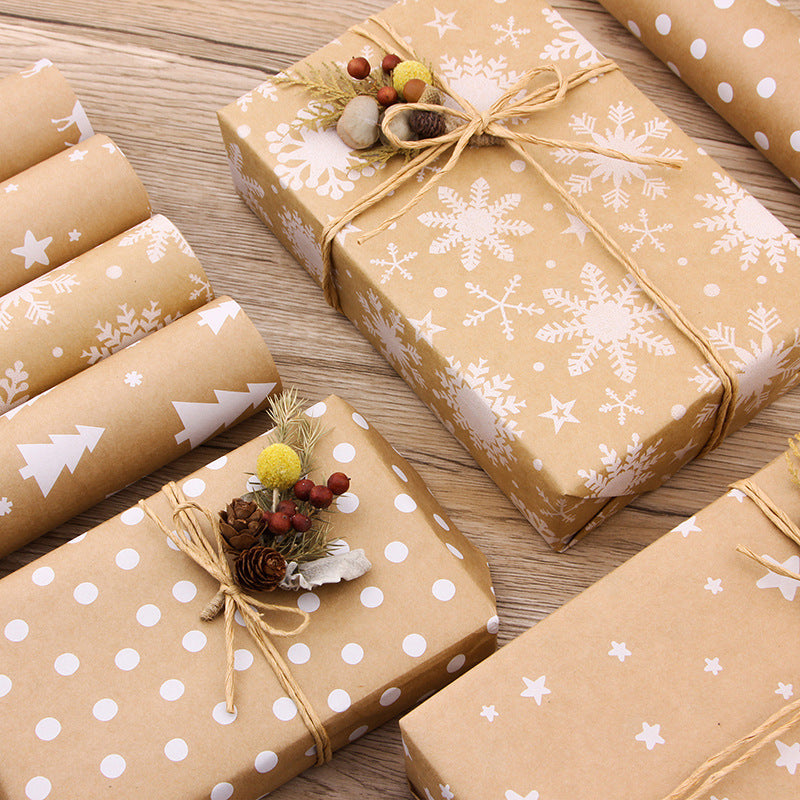 90g Kraft Paper Retro Christmas Tree Snowflake Gift Wrapping Paper