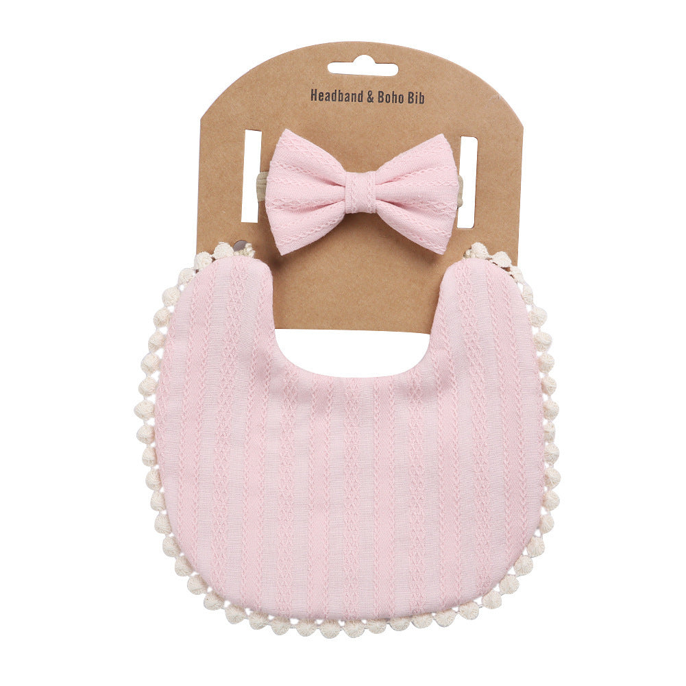 Newborn Baby Cute Floral Cotton Saliva Towel Headband Suit