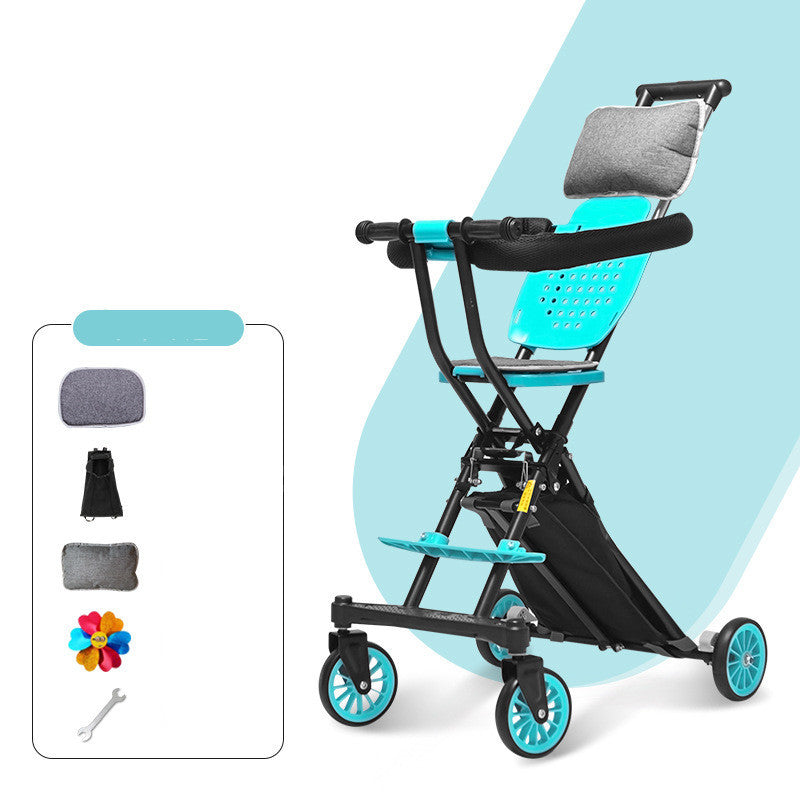 Foldable Simple Baby Two-way High Landscape Stroller
