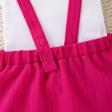 Girls' Short-sleeved Top Suspender Pants Hair Accessories