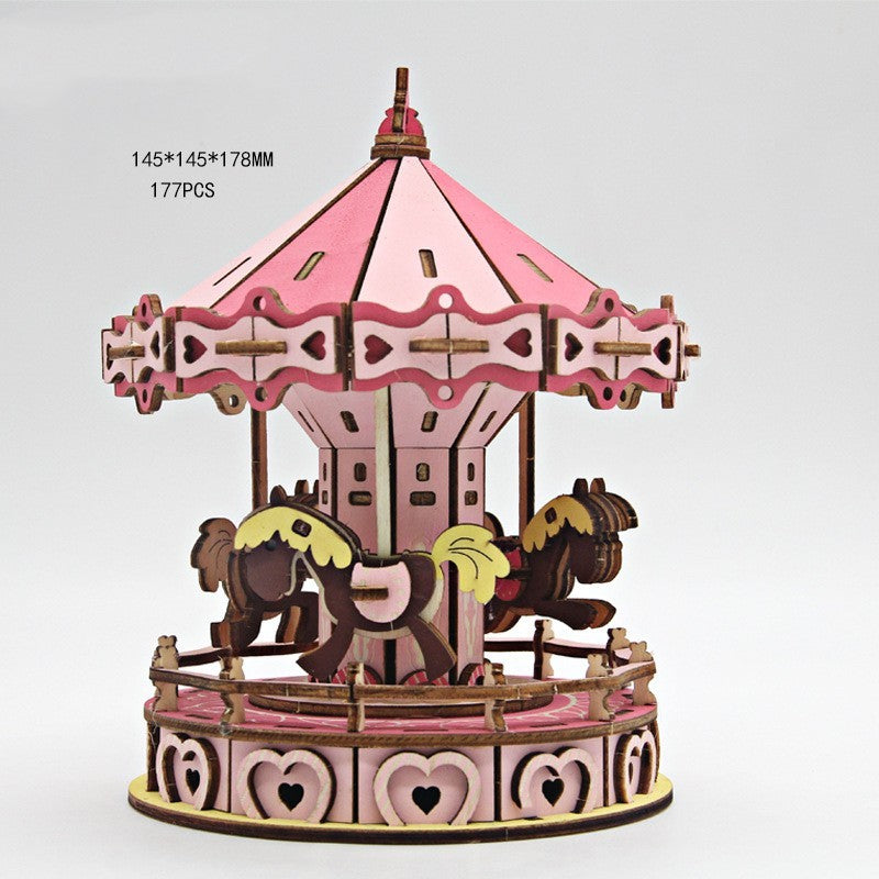 DIY Wooden Three-dimensional Puzzle Construction Animal Ornaments Children's Assembly Insert Toys