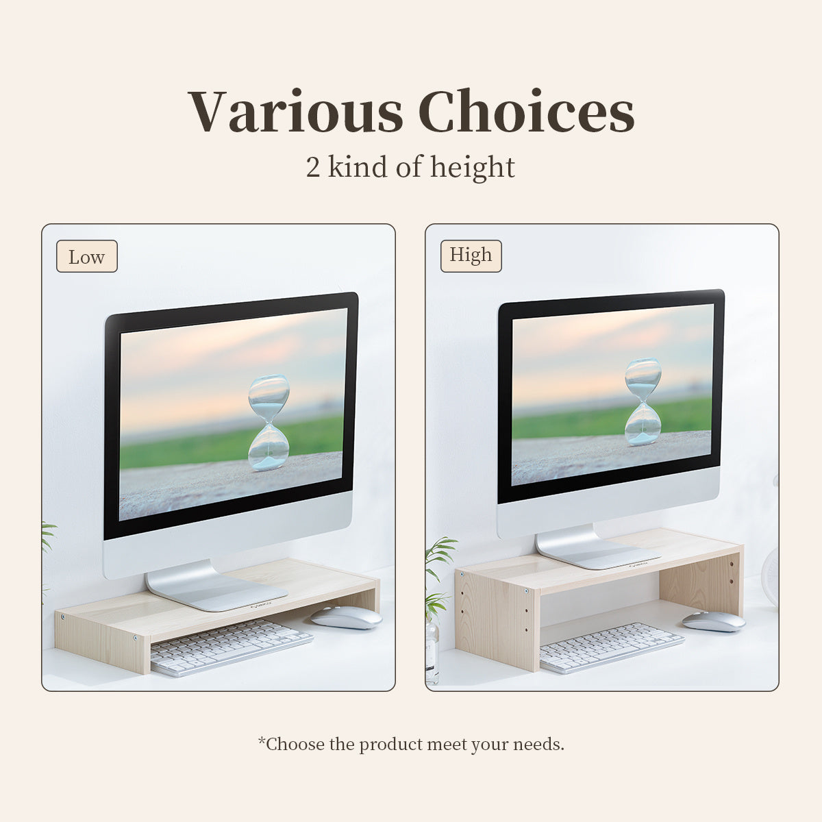 Monitor Increase Rack Adjustable Desktop Storage Computer Base Wooden Bracket Rack