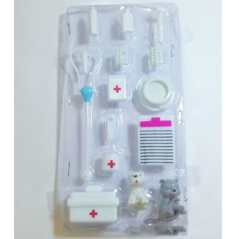 15 Pieces Children's Doll Medical Tools Play House Set With Pets, Plastic Toys, Furniture Accessories 465g