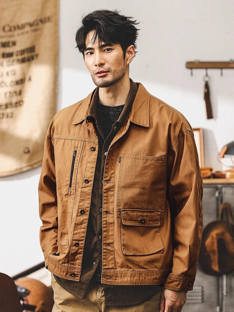 Retro Maillard Fishbone Workwear Jacket