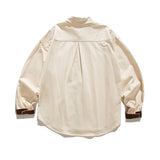 Retro Japanese Casual Loose Solid Color Overalls Long Sleeve Shirt