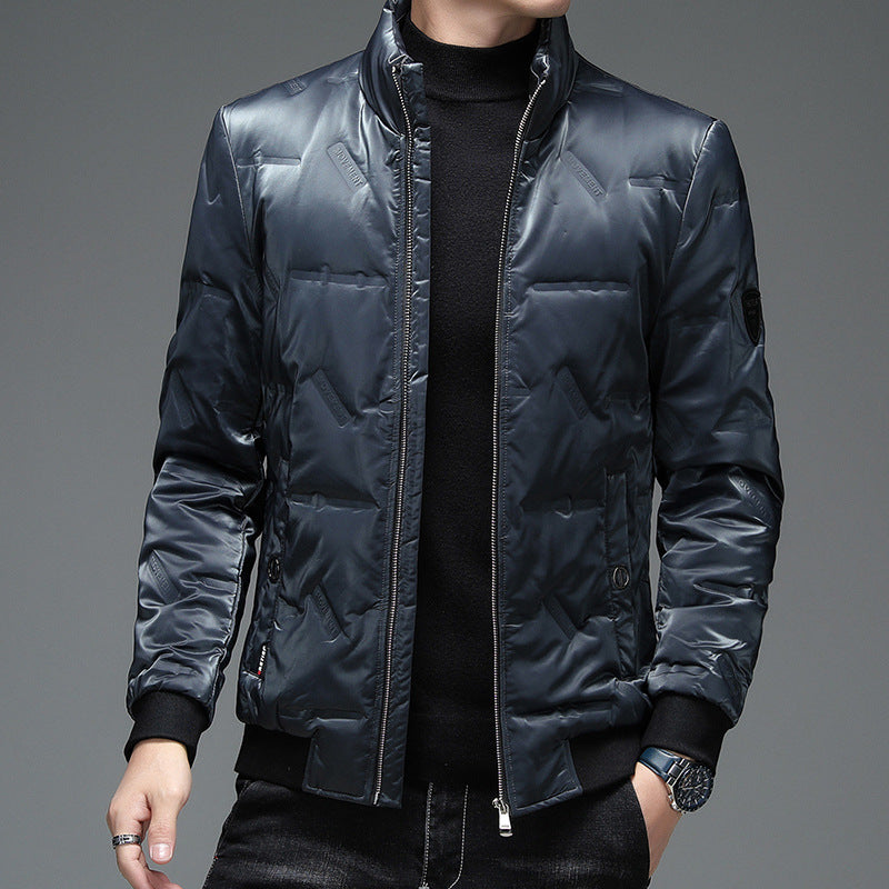 Men's casual down jacket stand-up collar white duck down thickening