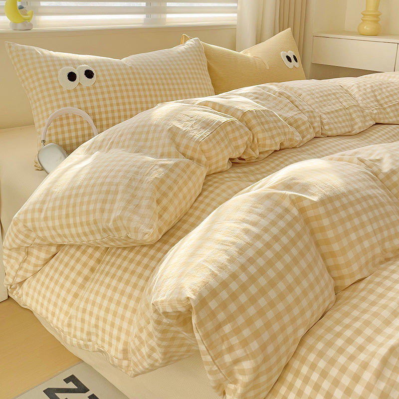 Big Eyes Four-piece Bedding Set Sanding Duvet Cover Bedding Suit