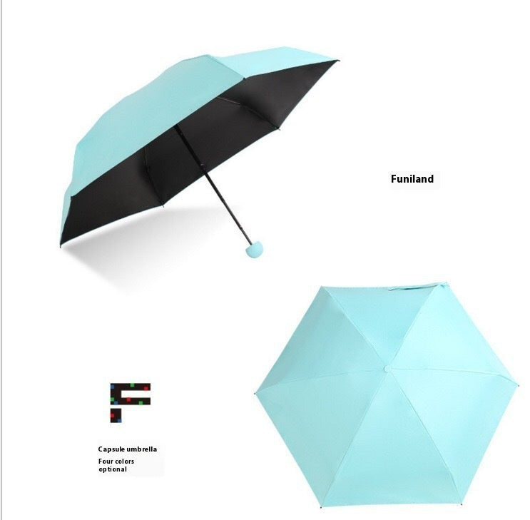 Capsule Umbrella 50 Off Black Rubber Umbrella Ultra-light Mini Pocket Sun Protection Umbrella Sun Umbrella