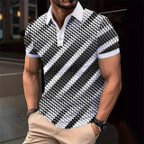 Men's Short Sleeve Button Down Lapel Polo Shirt