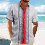 Printed Button Down Short Sleeve Shirts For Men
