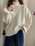 Wooden Ear Half Turtleneck Knitted Bottoming Shirt Top