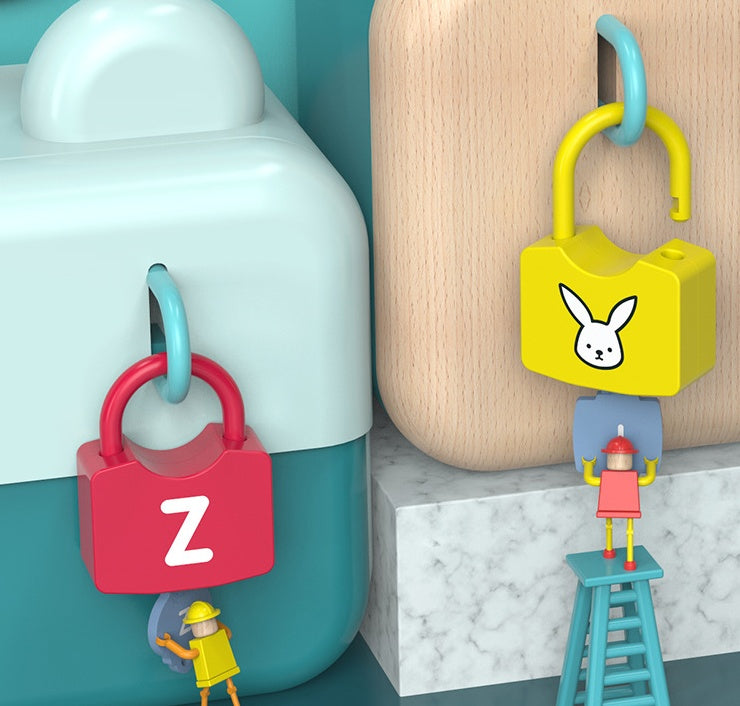Children Montessori Alphabet Number Learning Locks Toys Alphanumeric Unlock Teaching Aids Educational Toys