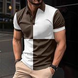 Casual Sports Short Sleeve Polo Shirt With Color Stitching Men's Clothing