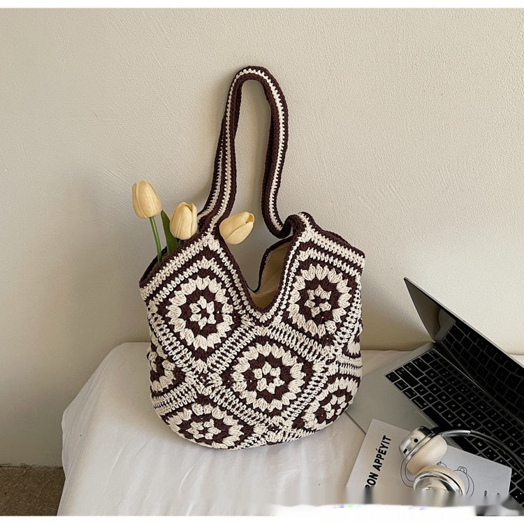 Этникӣ Style Retro Иқтидори калон дастӣ халта Tote бофташуда