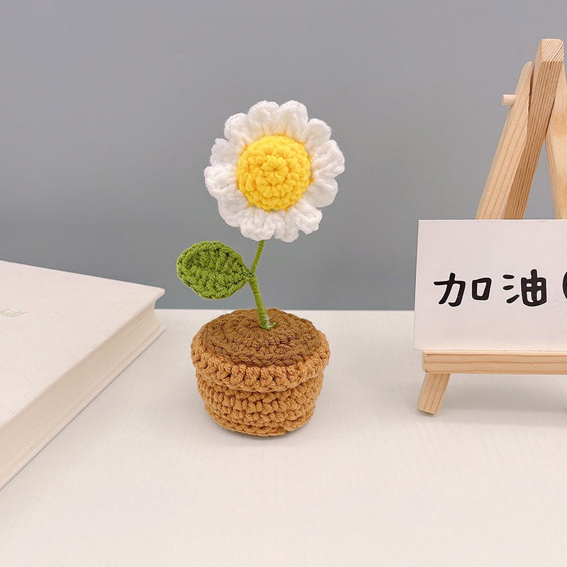 Hand Knitting Diy Mini Potted Crochet Wool Bouquet Material Package