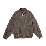 Lapel Motorcycle Pu Coat For Men