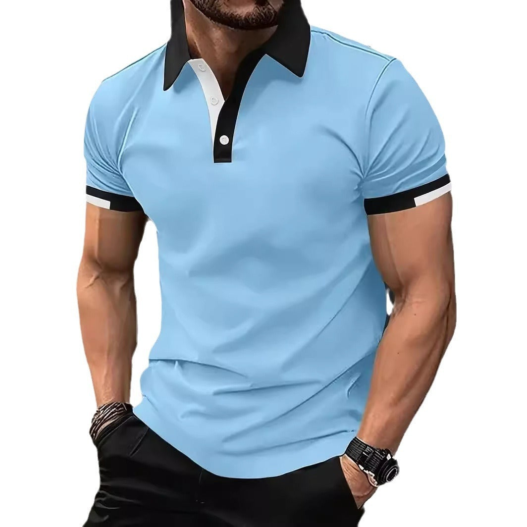 3D сахти ранги остин кӯтоҳ Notch Lapel Polo ҷомаи Casual фуҷур мардон