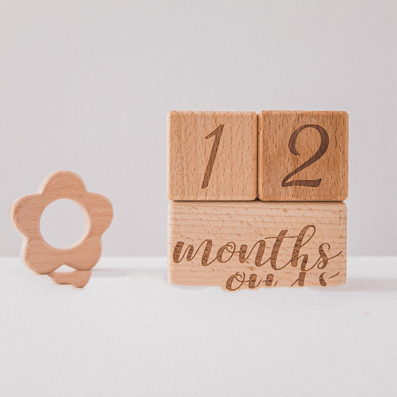 Wooden Cube Baby Milestones Newborn