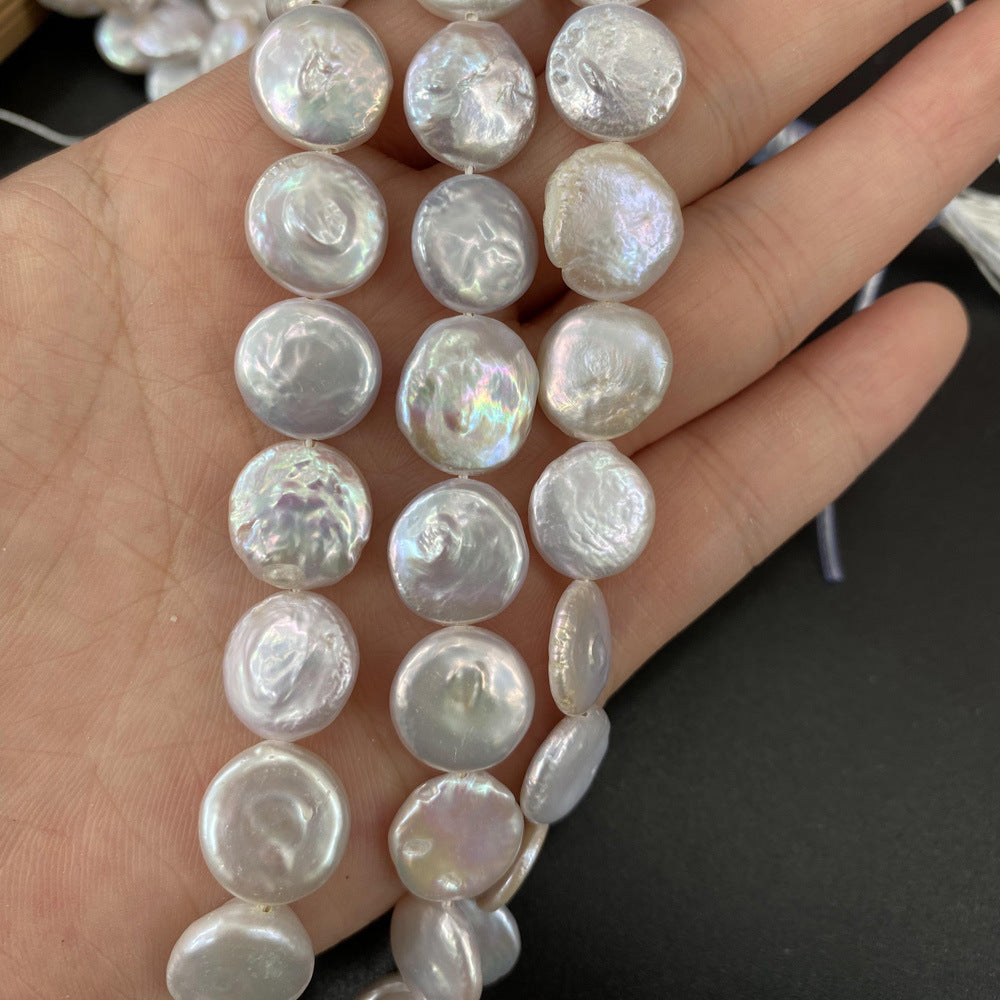 Natural Freshwater Pearl Beads Button Shape Punch For Jewelry Making DIY Necklace Bracelet Accessories